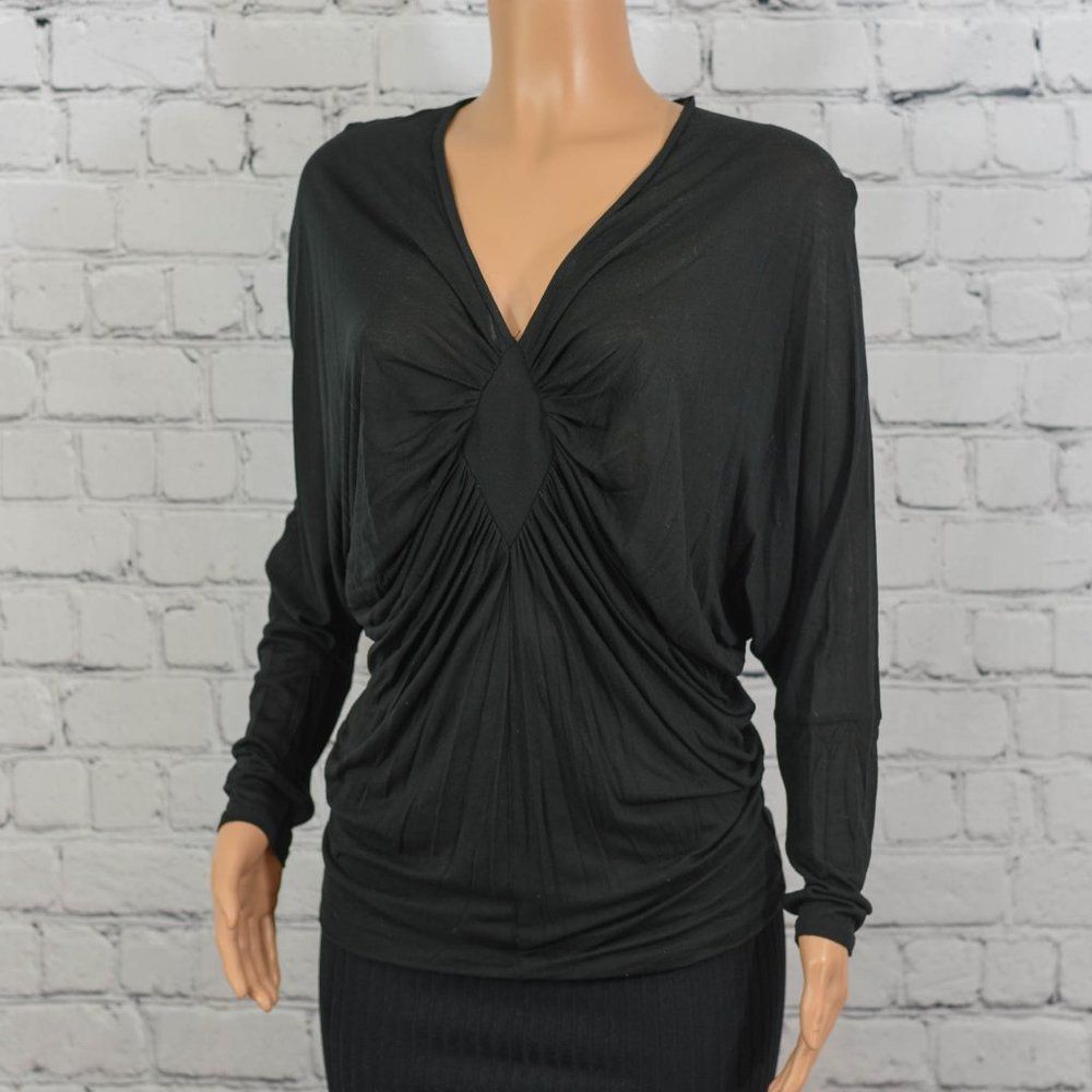 Leith black batwing top